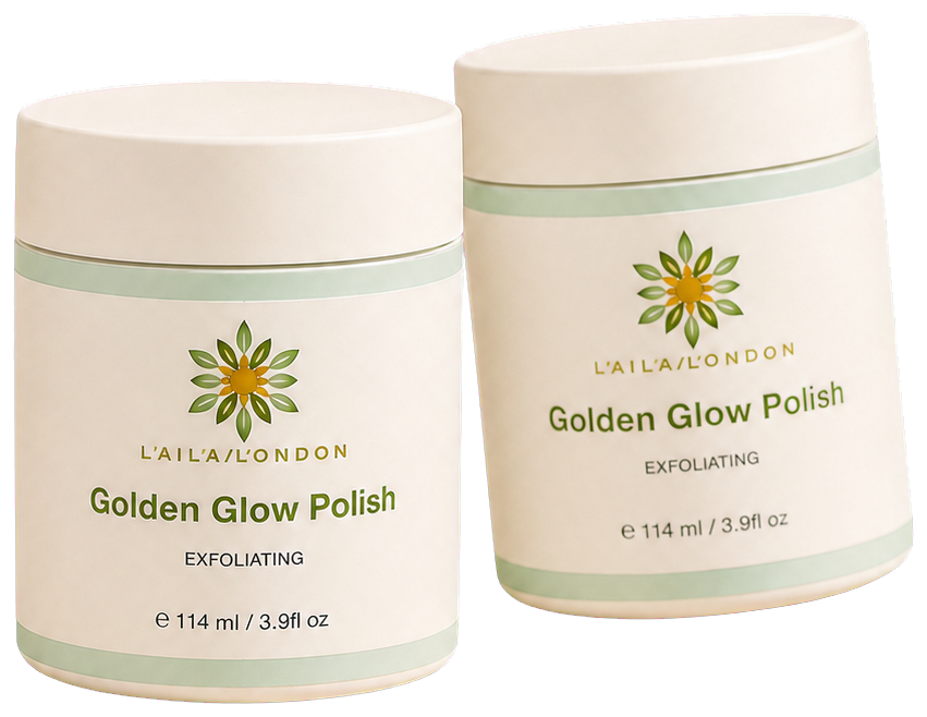 Two Golden Glow Polish jars